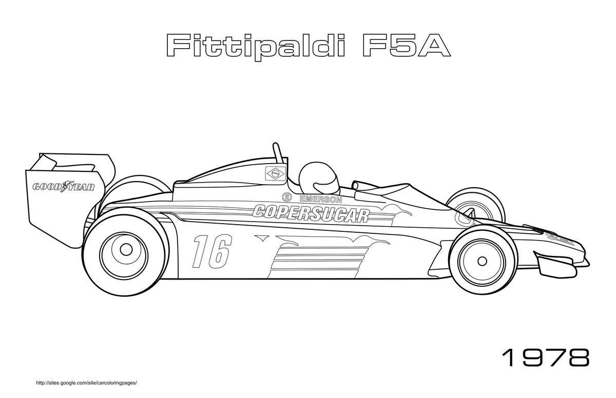 Coloriage Fittipaldi F5A formule 1 1978 - Voiture à imprimer