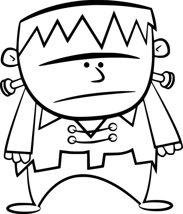 Coloriage Frankenstein cartoon facile - Frankenstein à imprimer