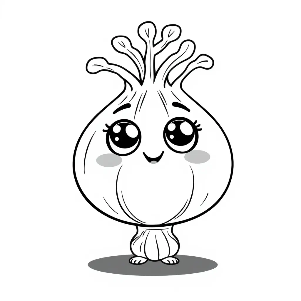 Coloriage Fenouil Facile Légumes Kawaii - Legumes à imprimer