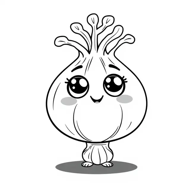 Coloriage Fenouil Facile Légumes Kawaii - Legumes à imprimer