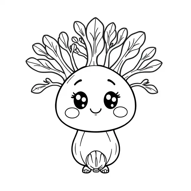 Coloriage Fenouil mignon à colorier - Legumes à imprimer