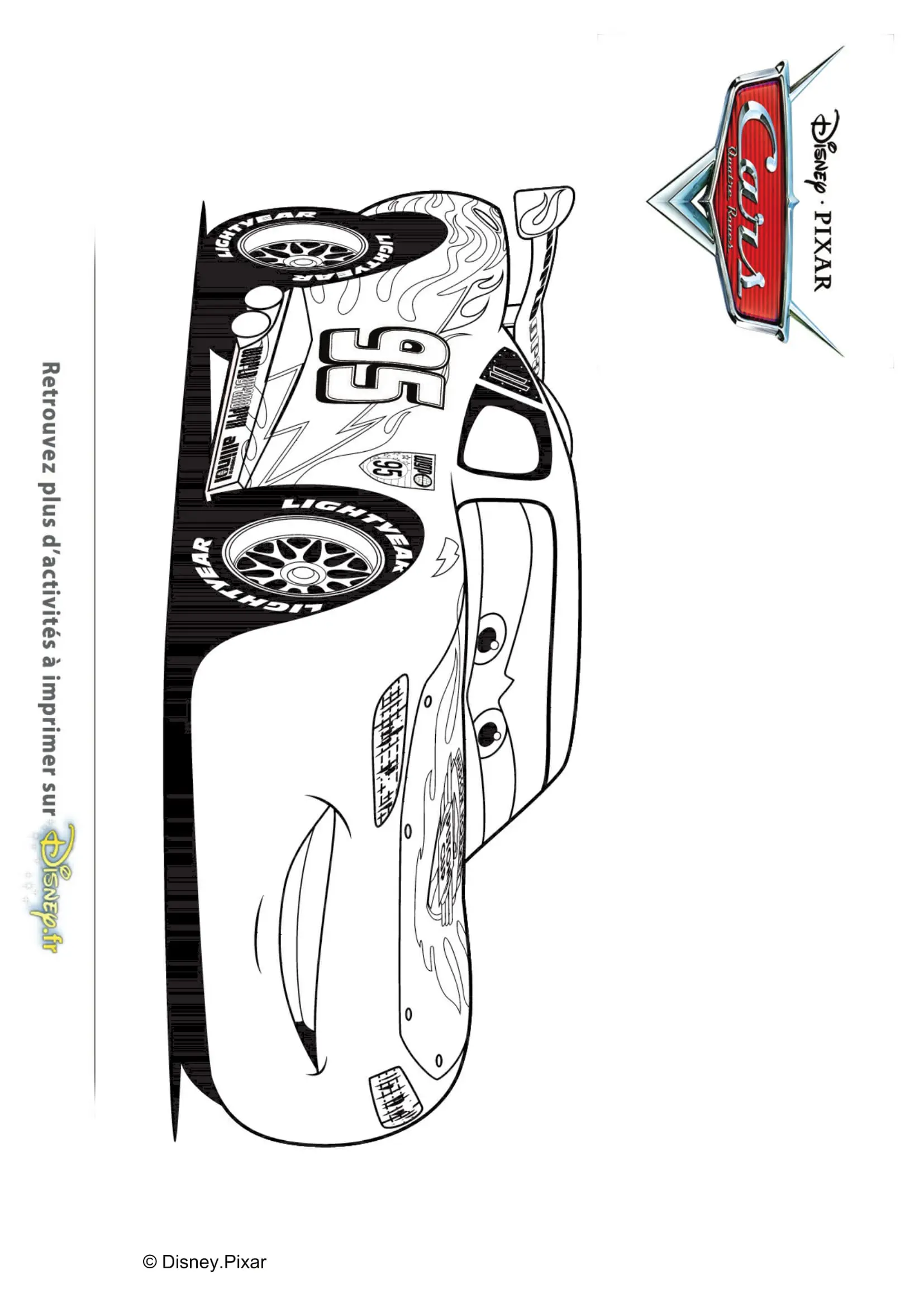 Coloriage Flash McQueen, le champion de Cars 3 - Cars à imprimer