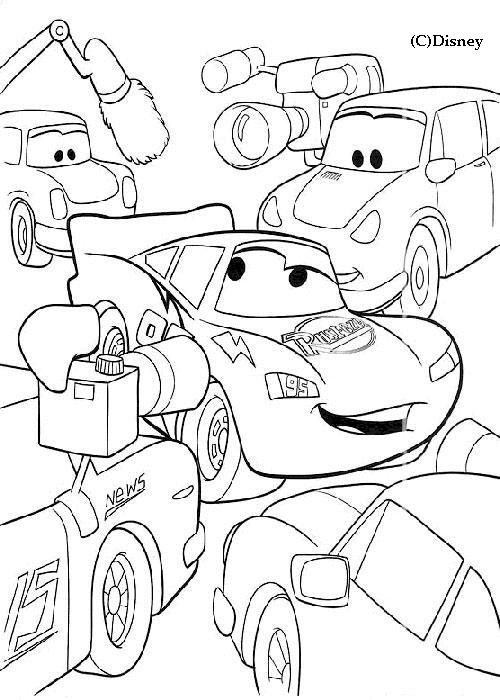 Coloriage Flash Mcqueen Interview - Cars à imprimer