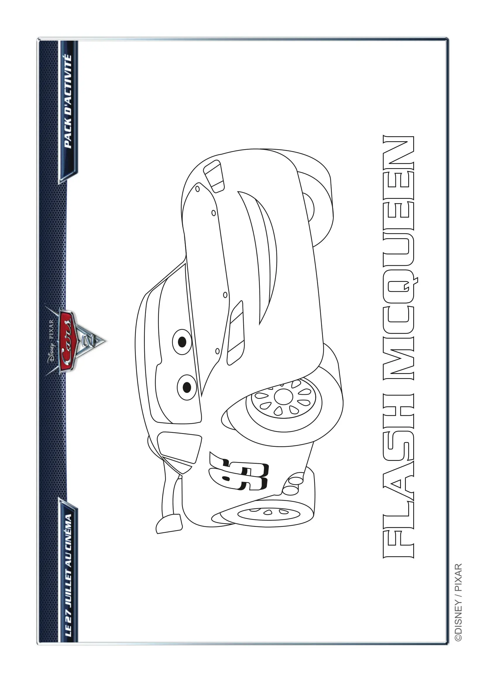 Coloriage Flash McQueen prêt à démarrer dans Cars 3 - Cars à imprimer