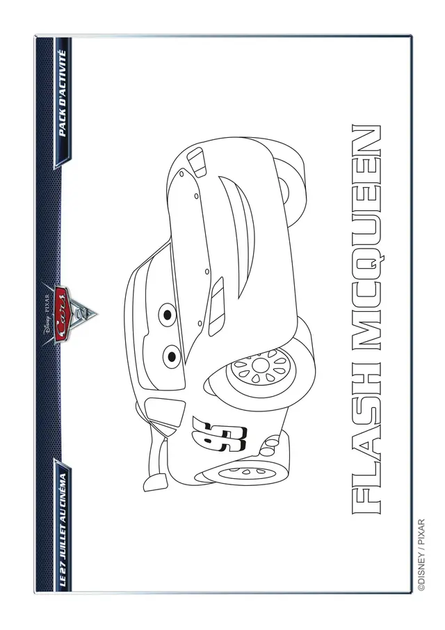 Coloriage Flash McQueen prêt à démarrer - Cars à imprimer