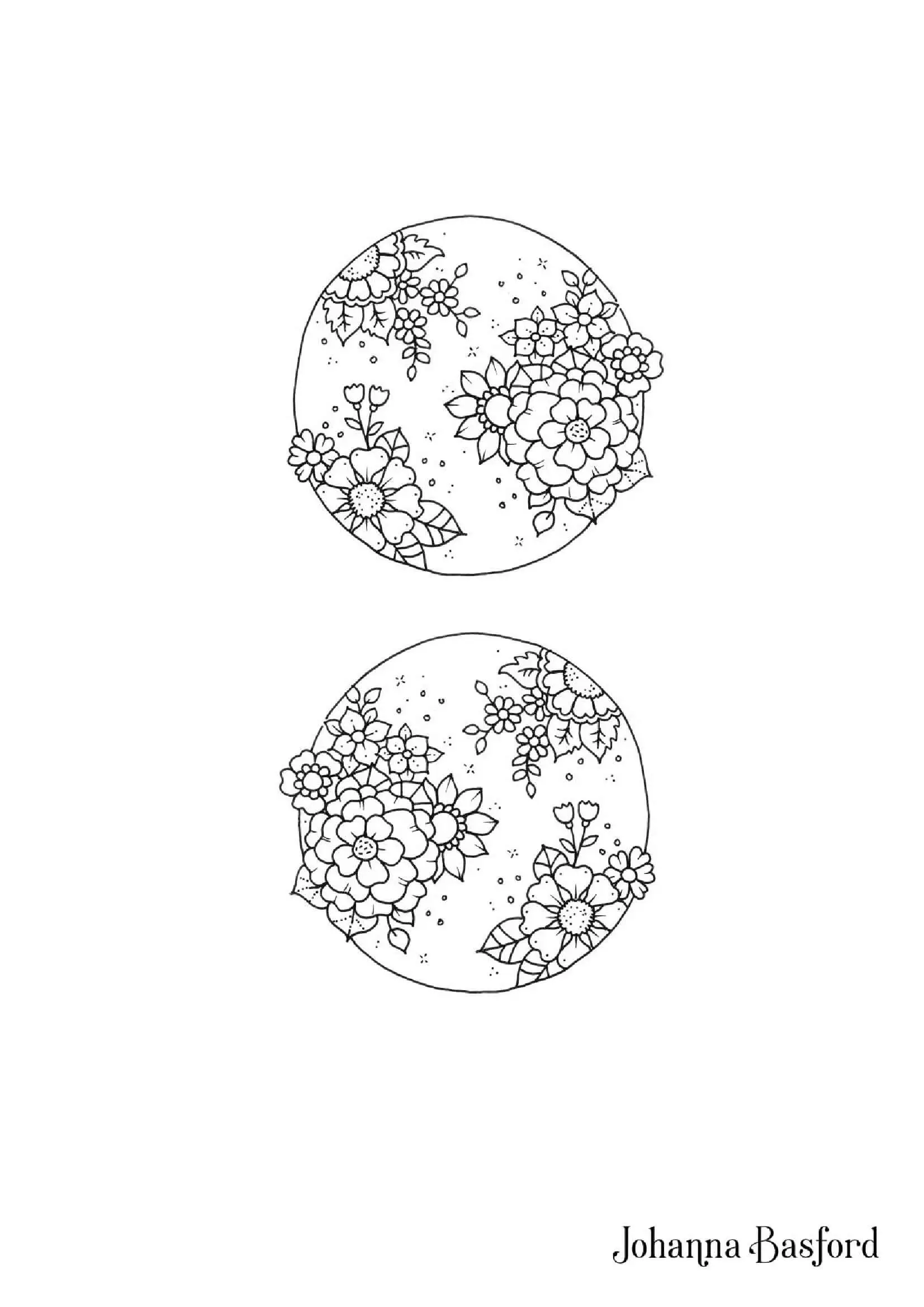 Coloriage Sphère florale Johanna Basford - Adulte par johanna basford à imprimer