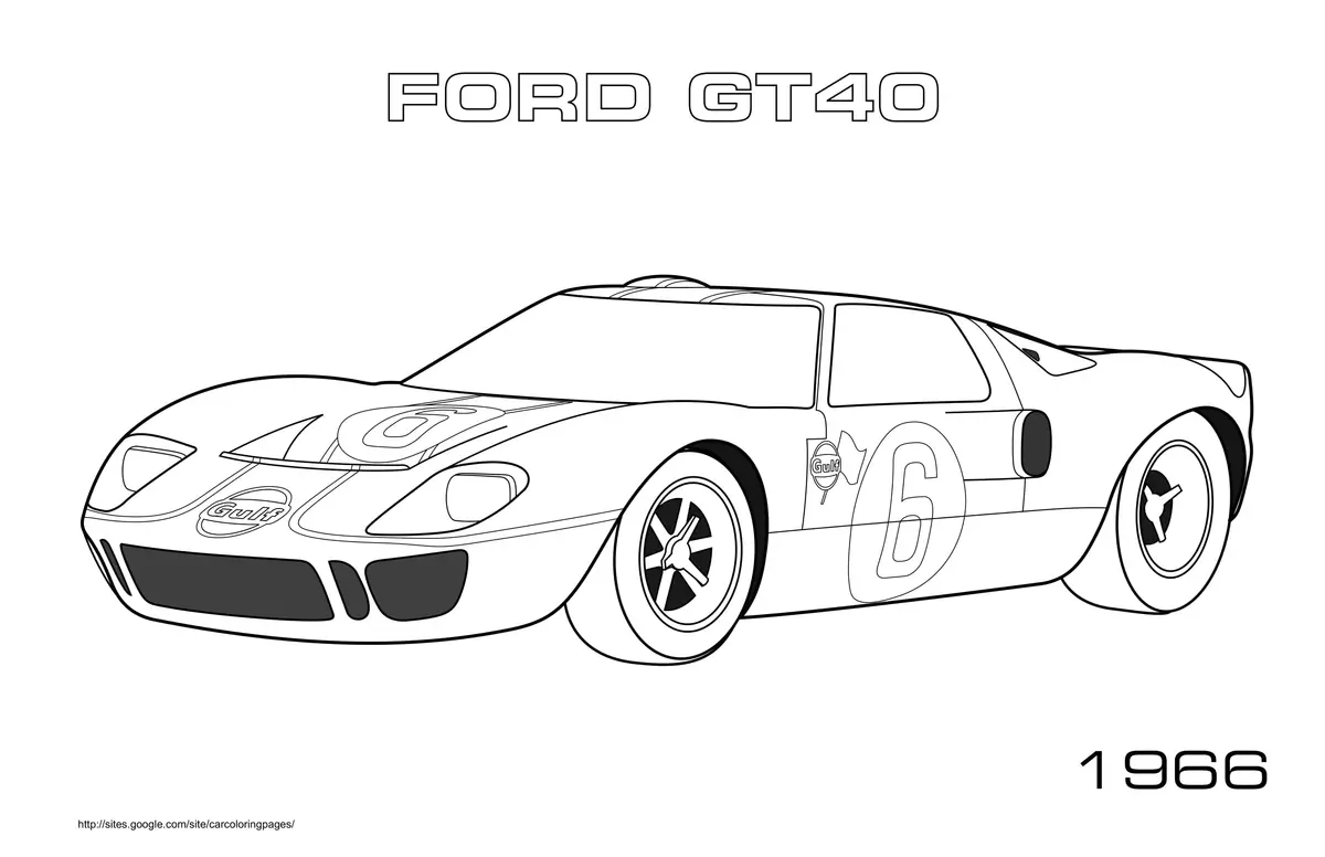 Coloriage Ford GT40 1966 légendaire - Voiture à imprimer