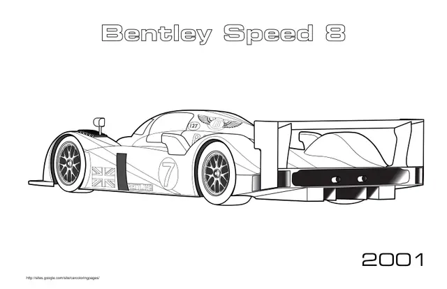 Coloriage Bentley Speed 8 2001 légendaire de course - Formule 1 à imprimer