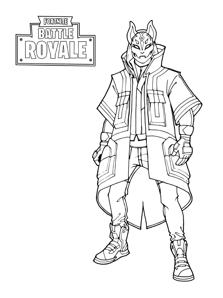 Coloriage Fortnite Drift à l'étape 3 - Fortnite à imprimer