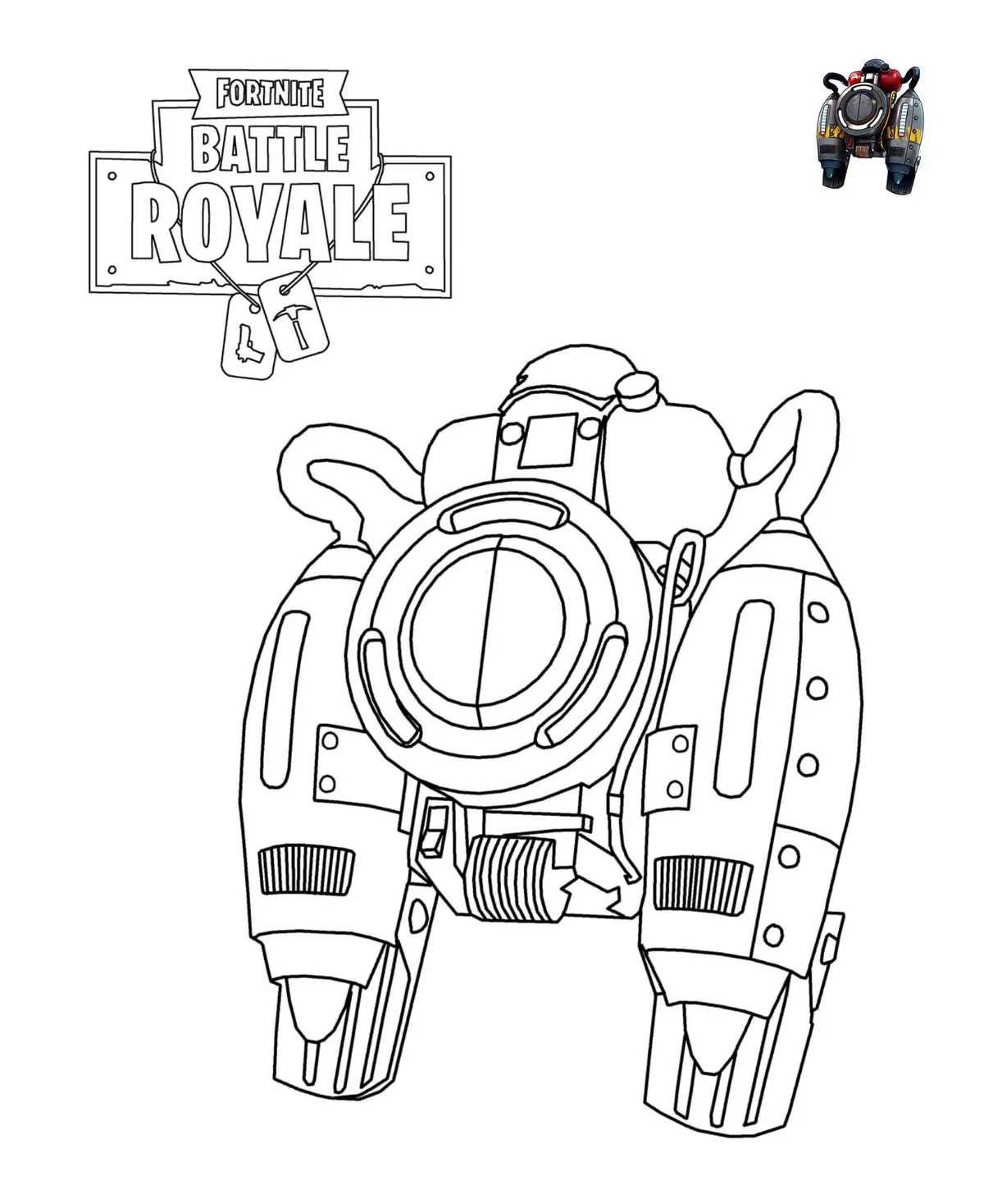 Fortnite Jetpack coloring page to print