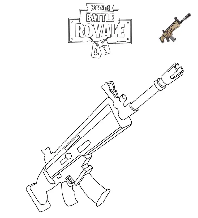 Coloriage Fortnite Scar - Fortnite à imprimer