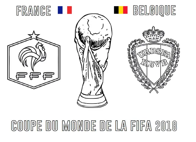 Coloriage France et Belgique Coupe du Monde 2018 - Foot à imprimer