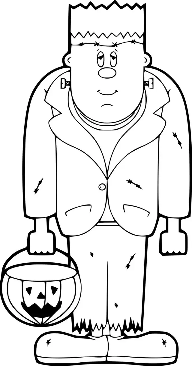 Coloriage Frankenstein Prêt Pour Halloween Et Les Friandises - Frankenstein à imprimer