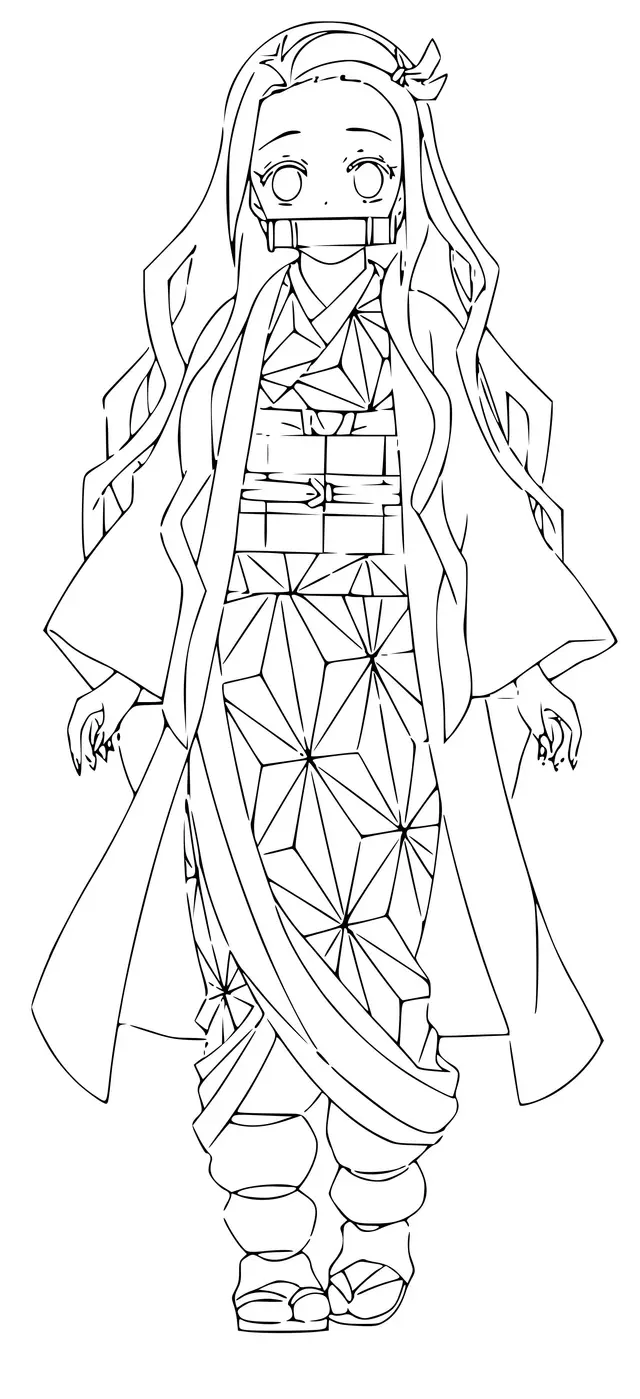 Coloriage Full Length Nezuko Démon Slayer - Demon slayer à imprimer