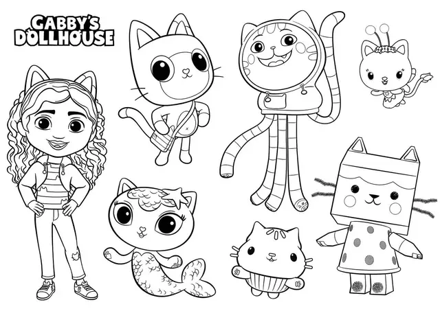 Coloriage Gabbys Dollhouse Gabby Chat Serie Animee Pour Enfants - Gabby chat à imprimer