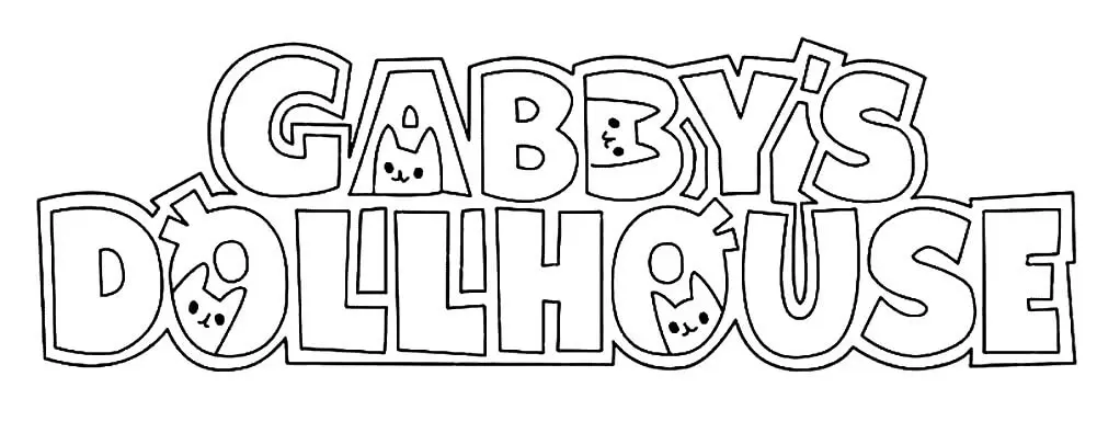 Gabby's Dollhouse Logo with Gabby Cat coloring page to print