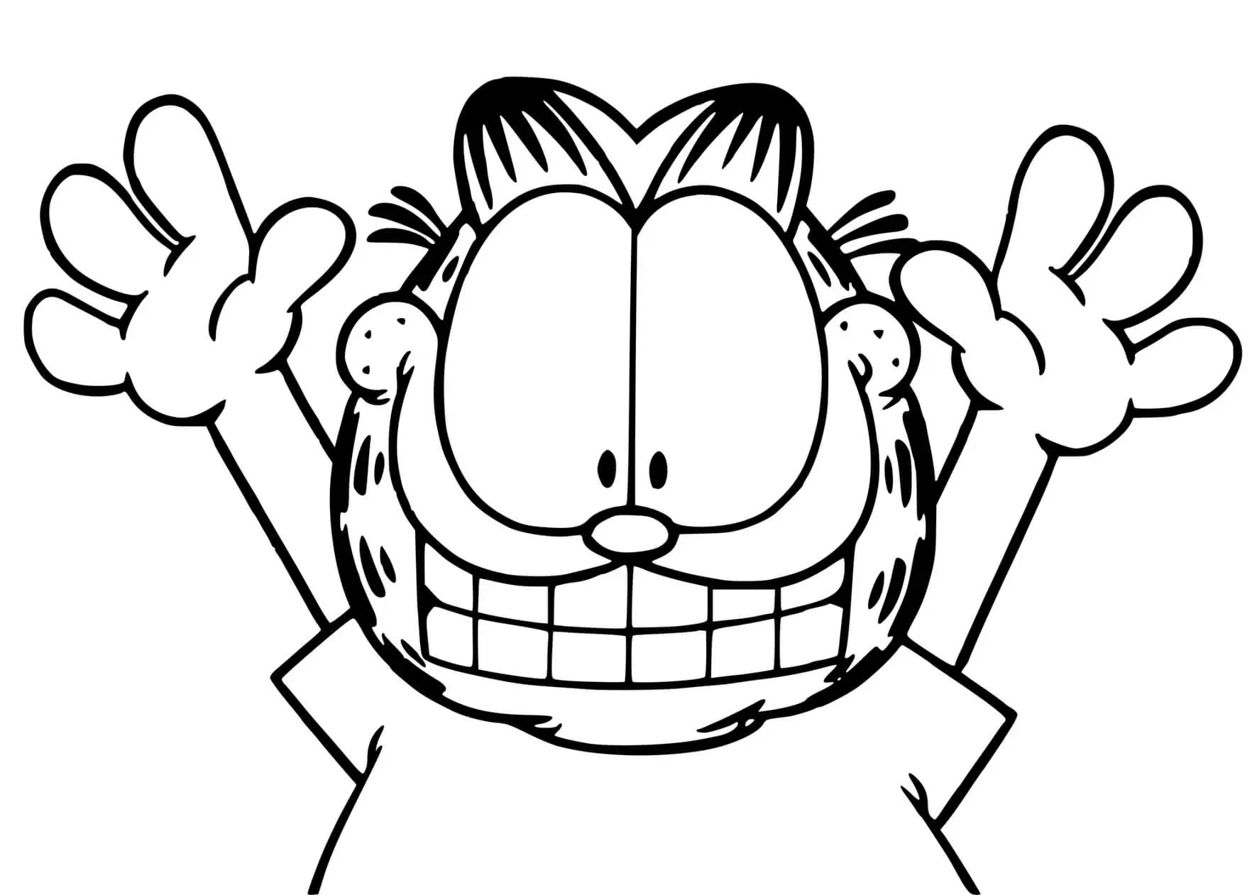 Coloriage Garfield Est Tout Joyeux Chat - Garfield à imprimer