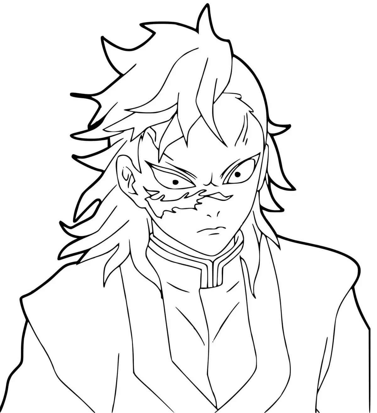 Coloriage Genya Shinazugawa Kimetsu No Yaib - Demon slayer à imprimer