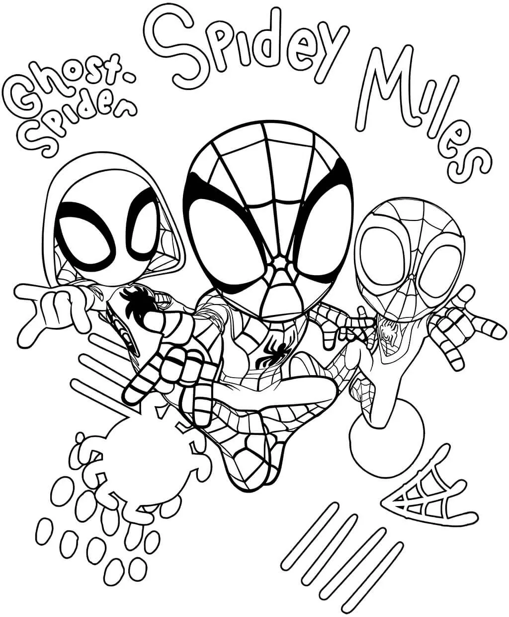 Coloriage Ghost Spidey Spidey Miles - Spidey à imprimer