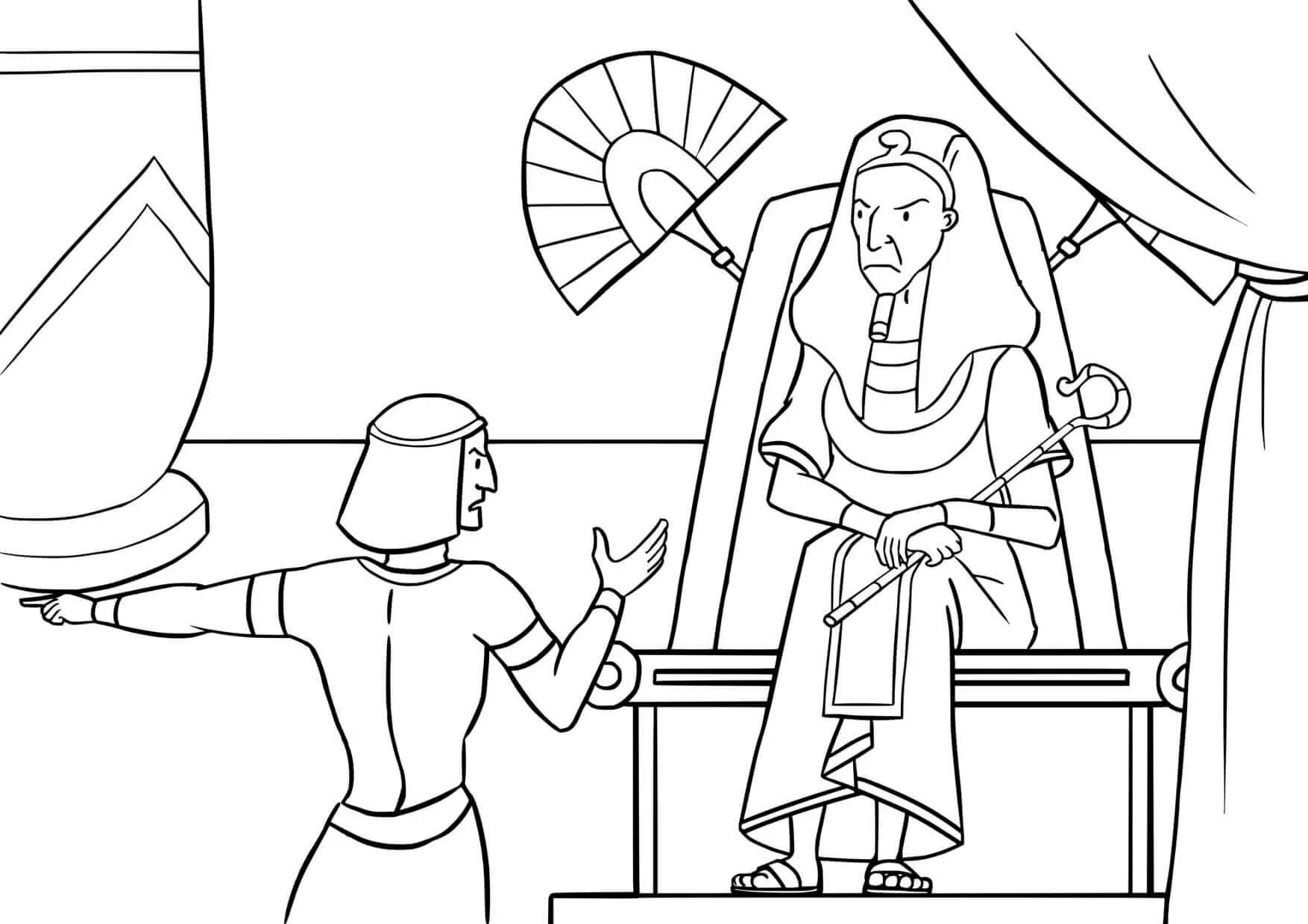 Coloriage Moïse face au Pharaon d'Égypte - Jésus à imprimer