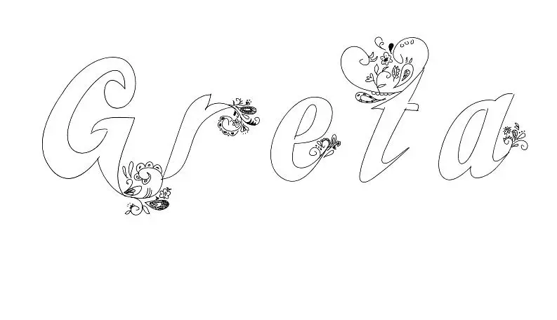 Coloriage Greta - Prénom à imprimer
