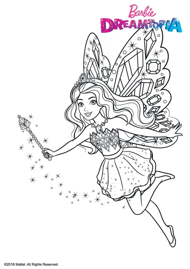Coloriage Gulli Barbie Fée Paillettes - Gulli à imprimer