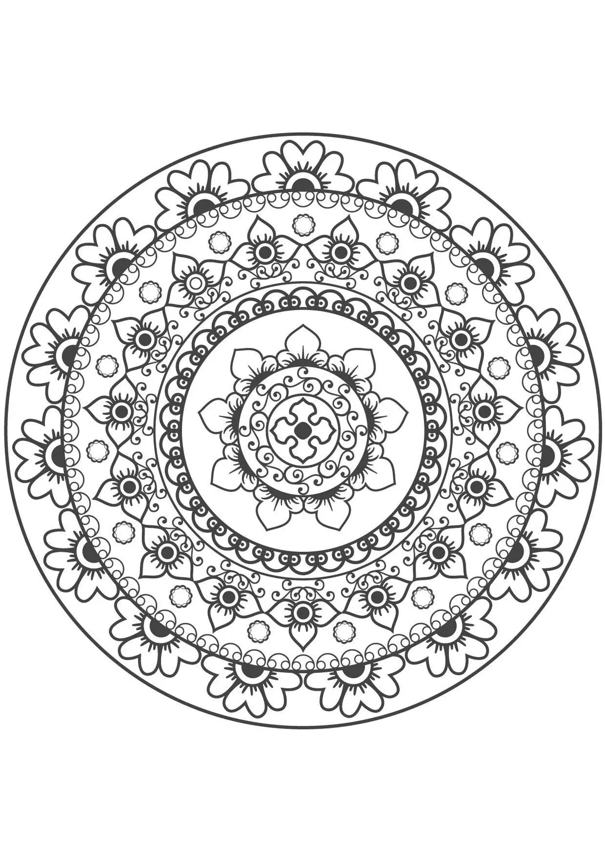 Gulli Floral Mandala with Delicate Patterns coloring page to print