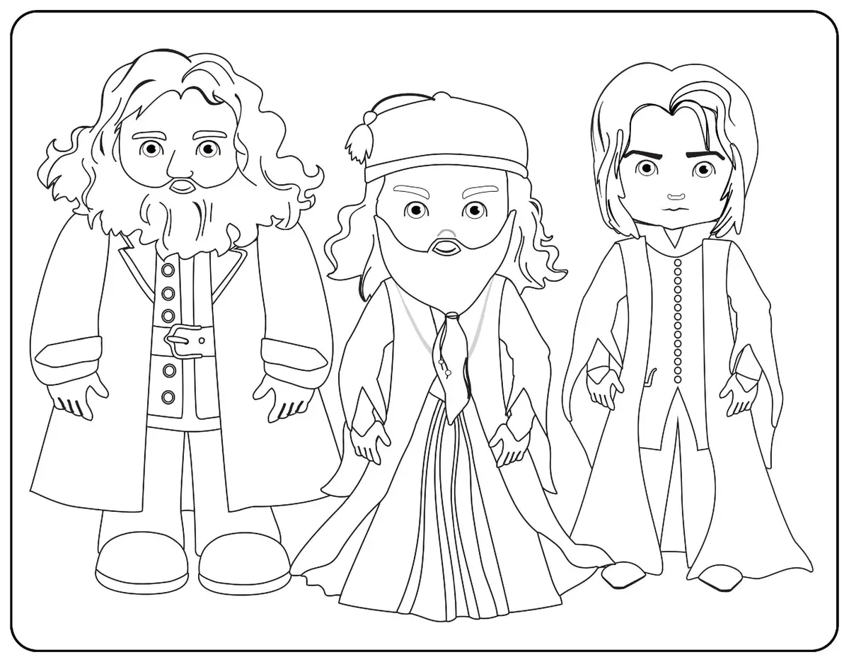 Coloriage Hagrid Dumbledore And Snape - Harry potter à imprimer