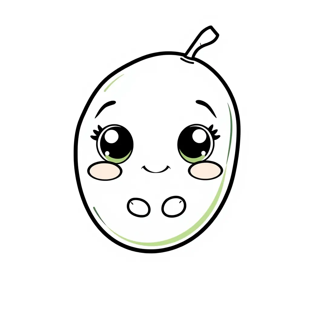 Coloriage Haricot Vert Légumes Kawaii - Legumes à imprimer
