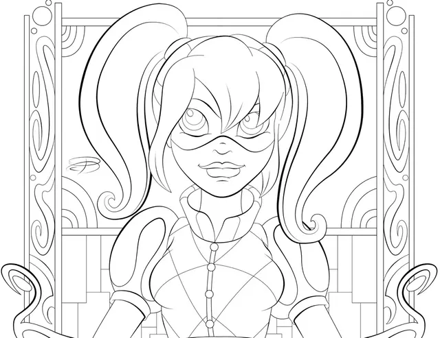 Coloriage Harley Quinn Super Girls - DC Super Hero Girls à imprimer