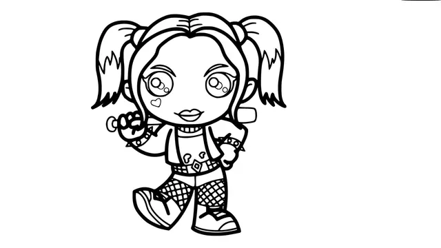 Coloriage Harley Quinn Kawaii Suicide Squad - Harley quinn à imprimer