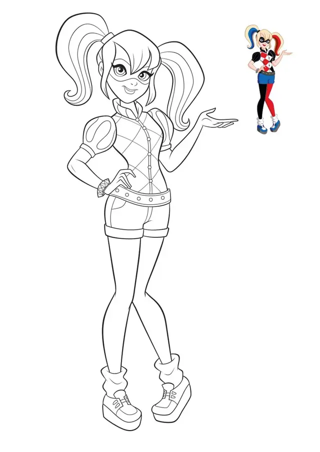 Coloriage Harley Quinn Super Hero Girls - DC Super Hero Girls à imprimer