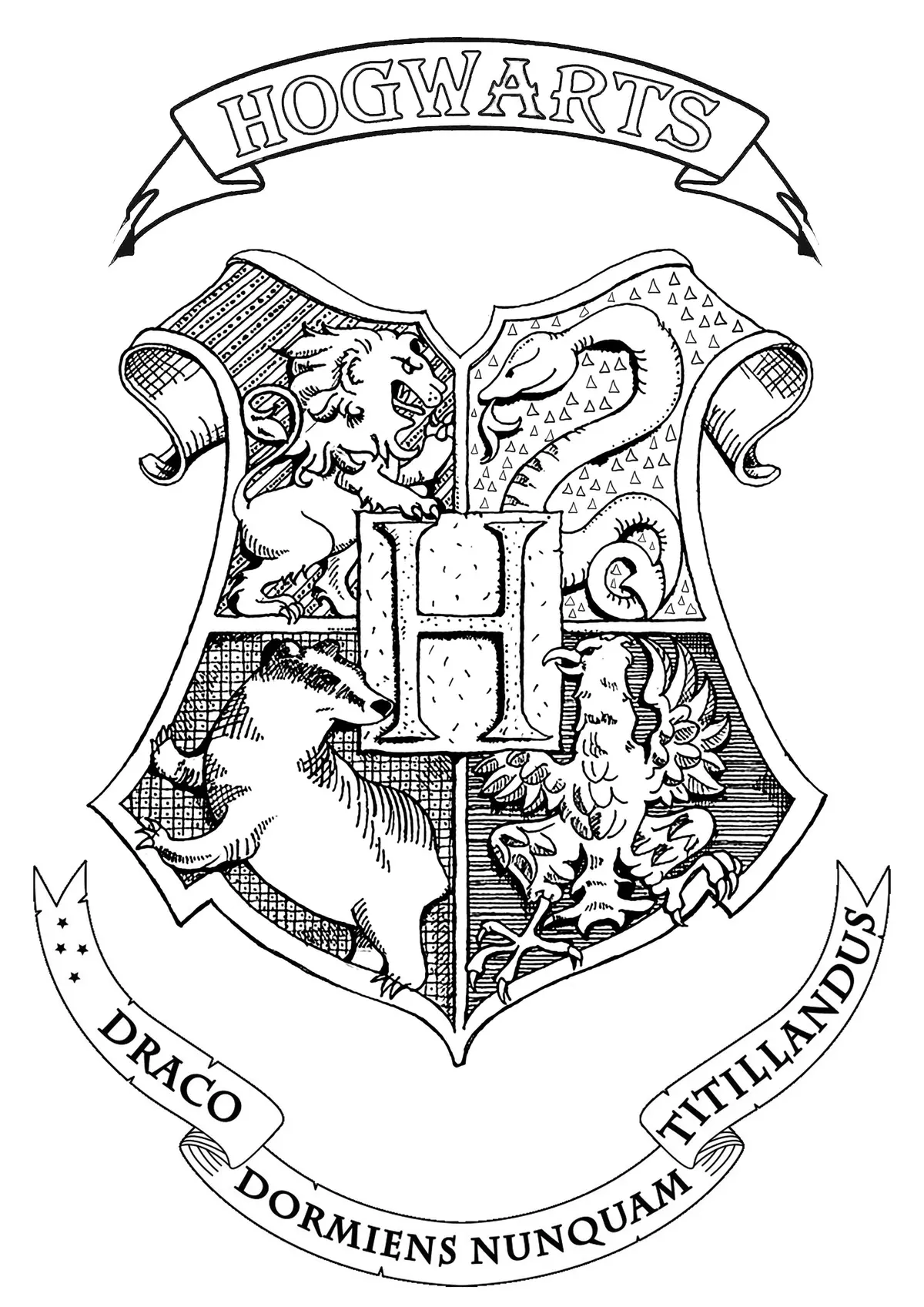 Coloriage Harry Potter Embleme De Poudlard - Harry potter à imprimer