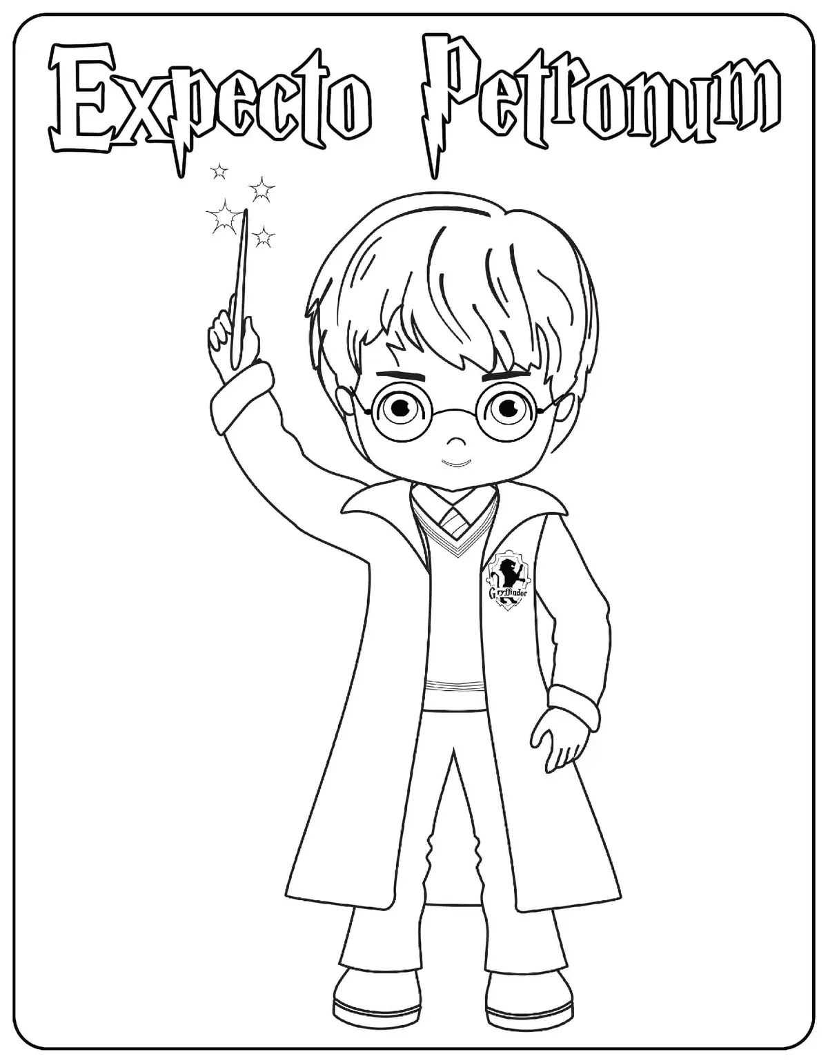 Coloriage Harry Casting Spell - Harry potter à imprimer