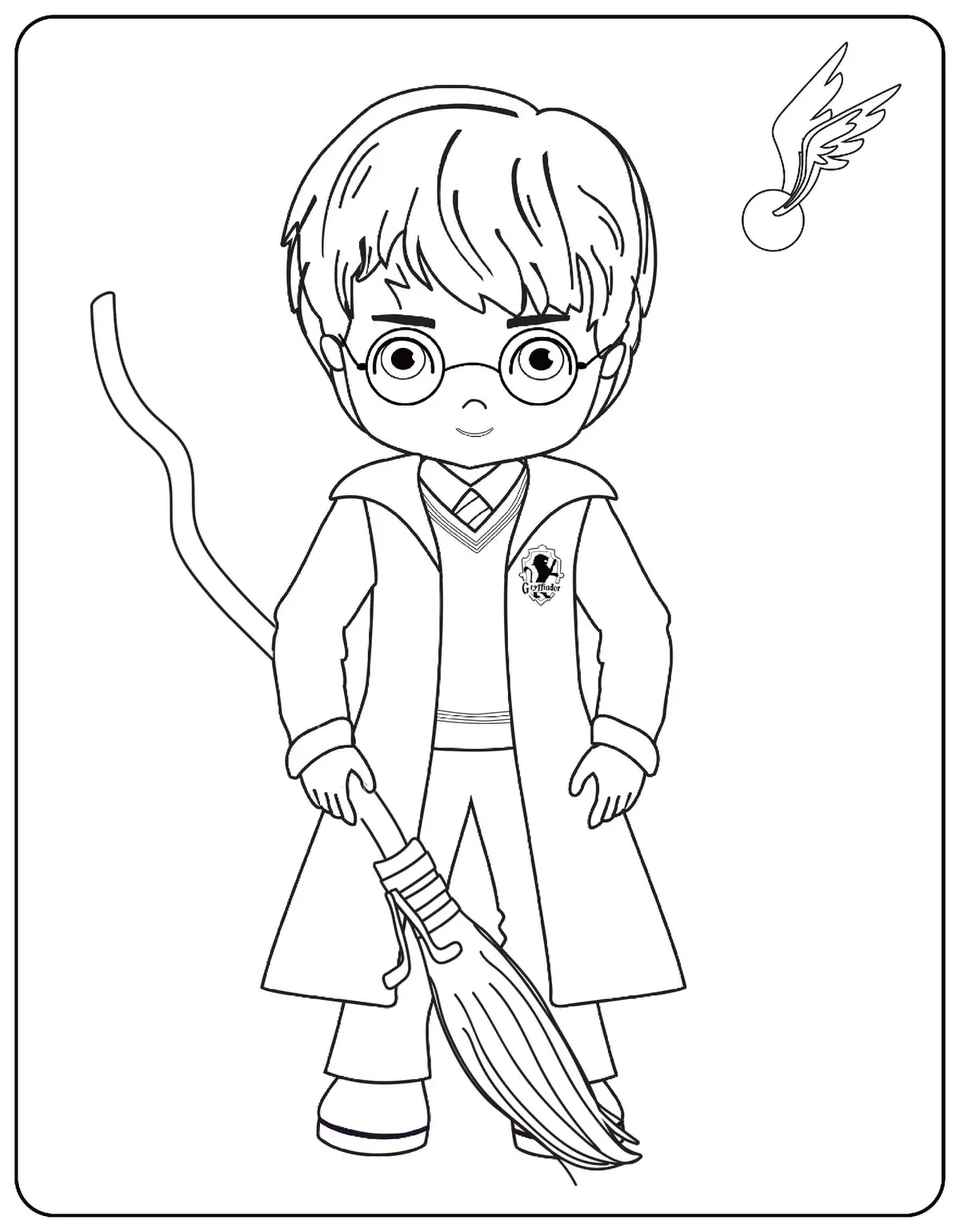 Coloriage Harry With Broom - Harry potter à imprimer