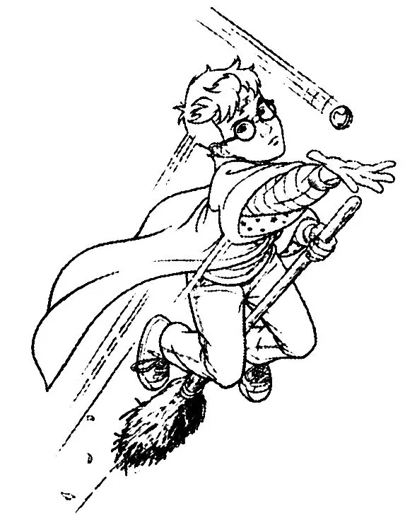 Coloriage Harry Joue Au Quidditch - Harry potter à imprimer