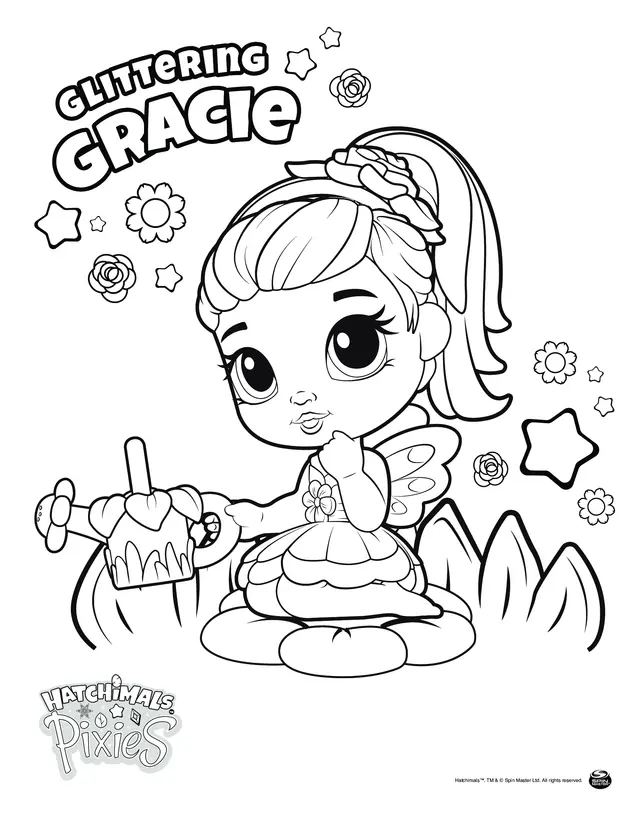 Coloriage Hatchimals Pixies Girl Gracie - Hatchimals à imprimer