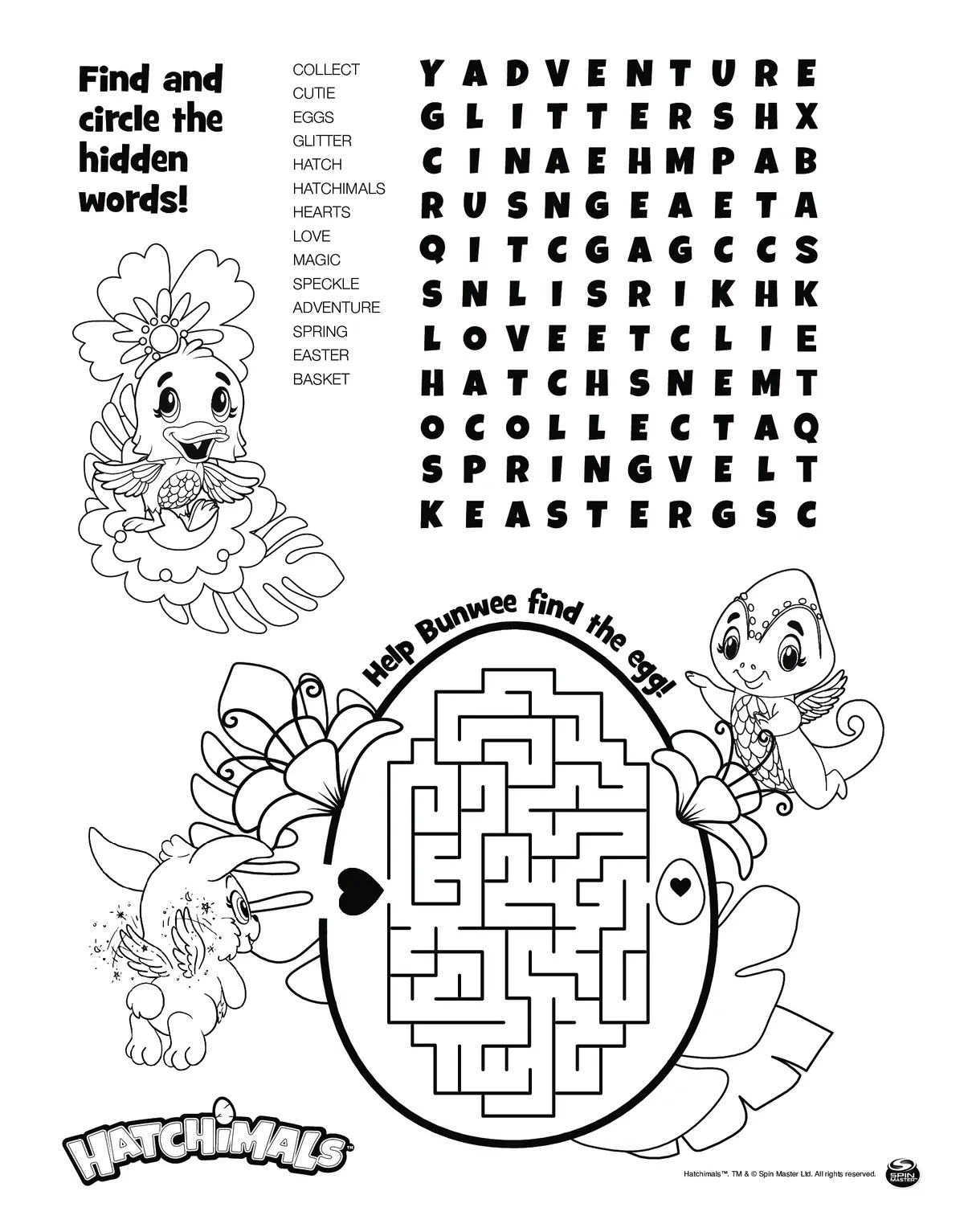 Hatchimals Puzzle Sheet coloring page to print