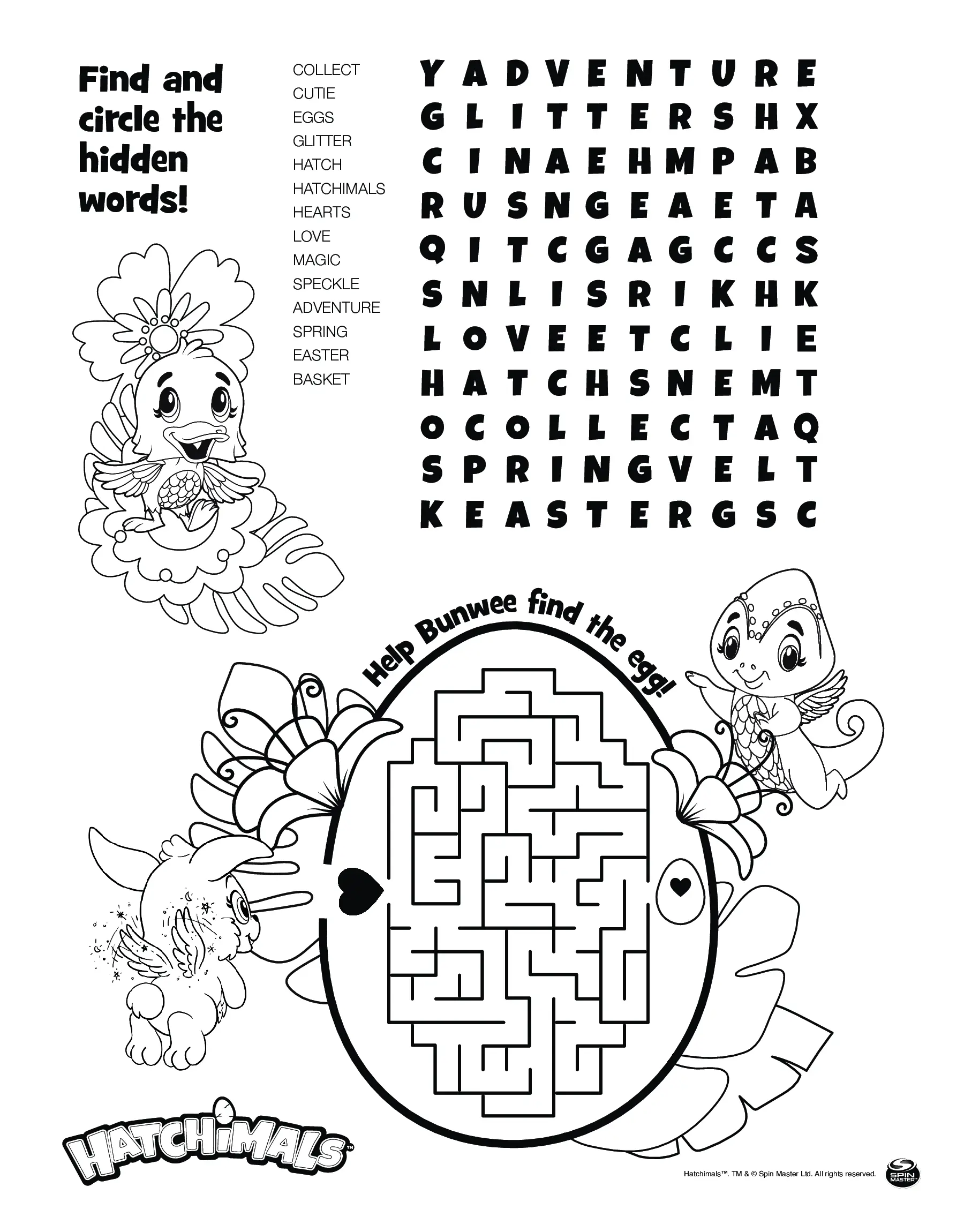 Coloriage Hatchimals Puzzle Sheet - Hatchimals à imprimer