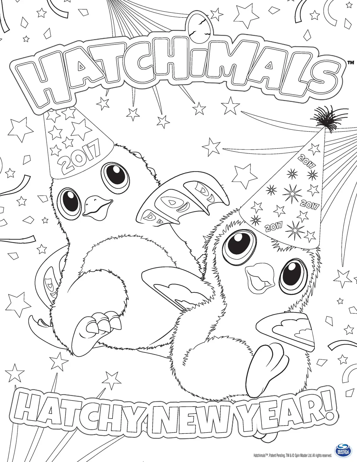 Hatchimals New Year 2017 Hatchy coloring page to print