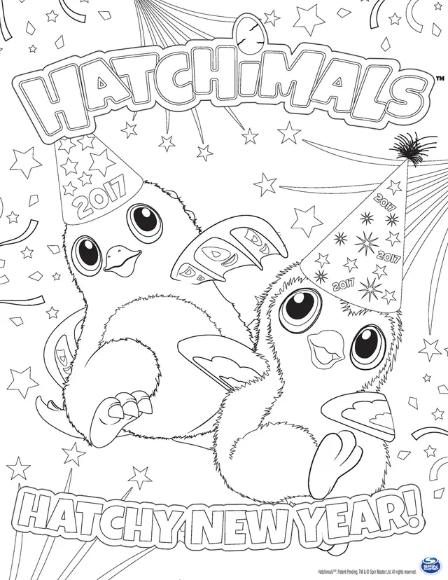 Coloriage Hatchimals Nouvel An 2017 Hatchy - Hatchimals à imprimer