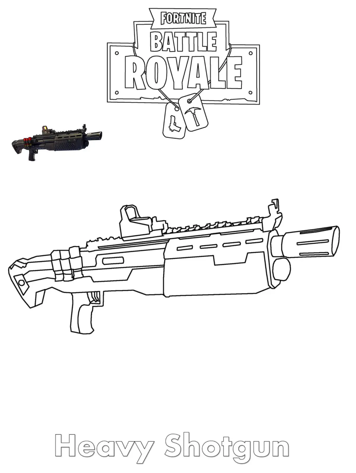 Heavy Shotgun Fortnite coloring page to print