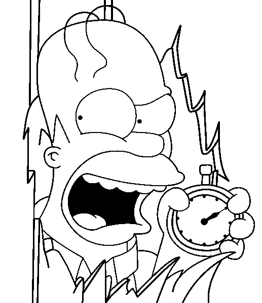 Coloriage Homer A La Tête Qui Traverse Un Mur - Simpson à imprimer