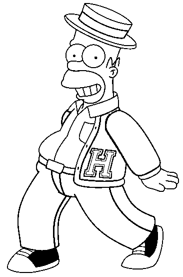 Coloriage Homer Danseur De Claquette - Simpson à imprimer