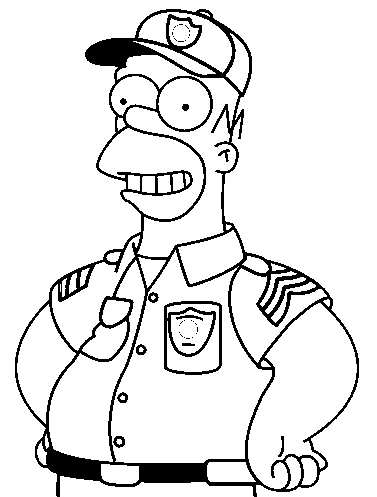 Coloriage Homer En Policier - Simpson à imprimer