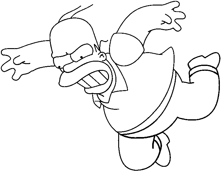 Coloriage Homer Tombe Dans Les Airs - Simpson à imprimer