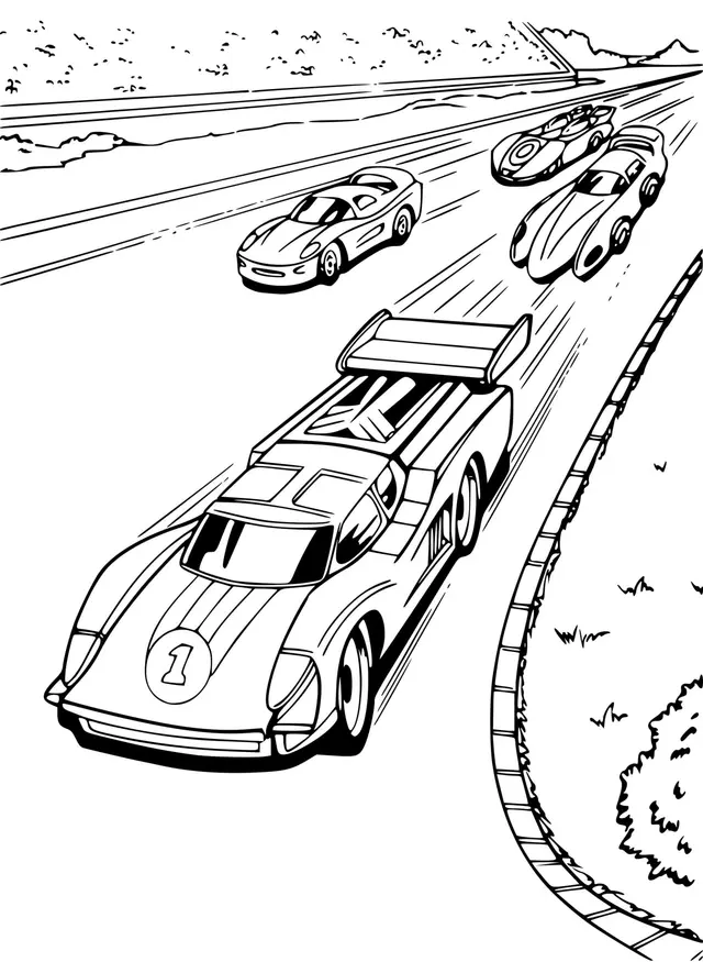 Dibujo de Hot Wheels Coche de Competición para colorear