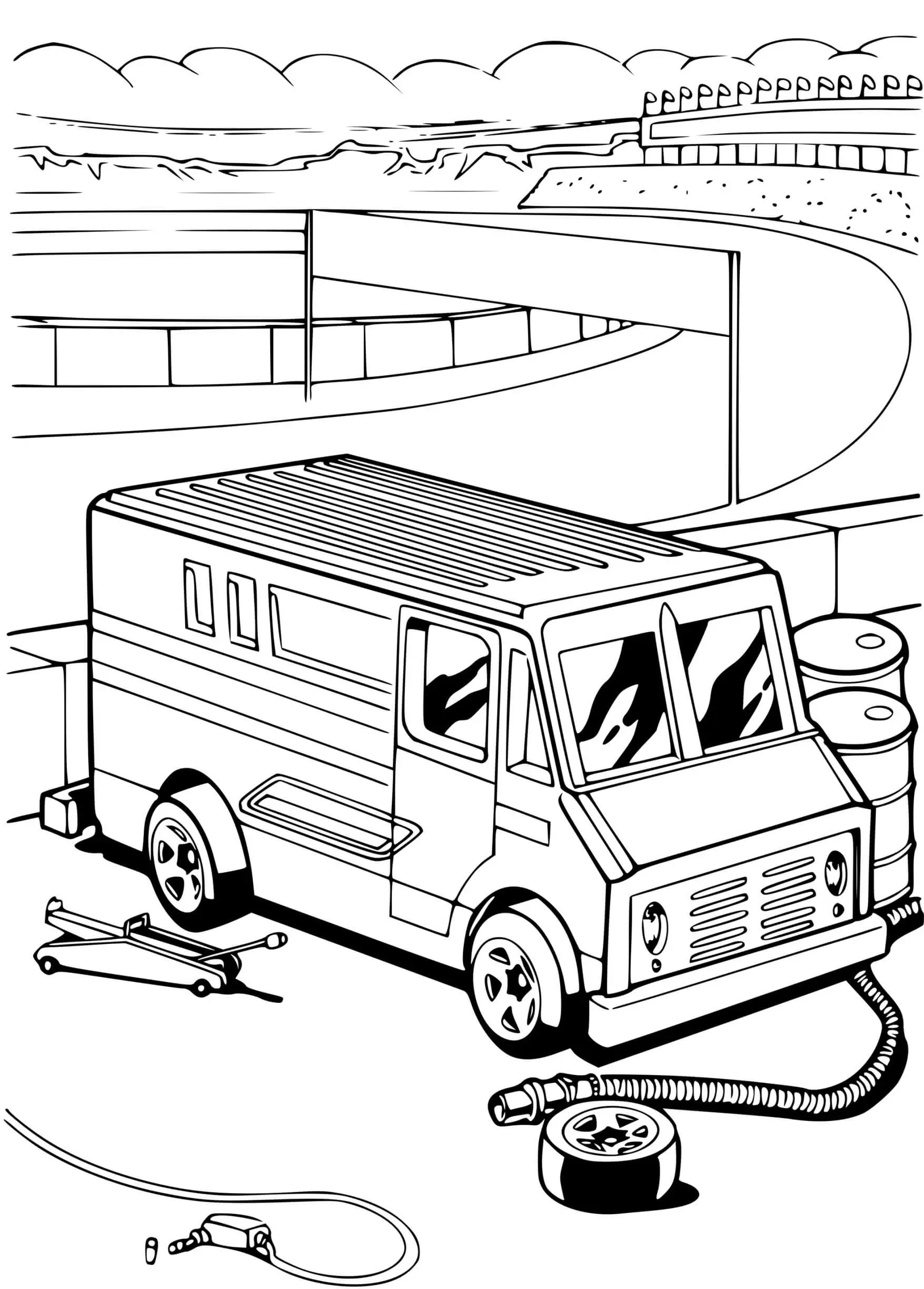 Coloriage Hot Wheels Mechanic Repair Voiture - Hot wheels à imprimer