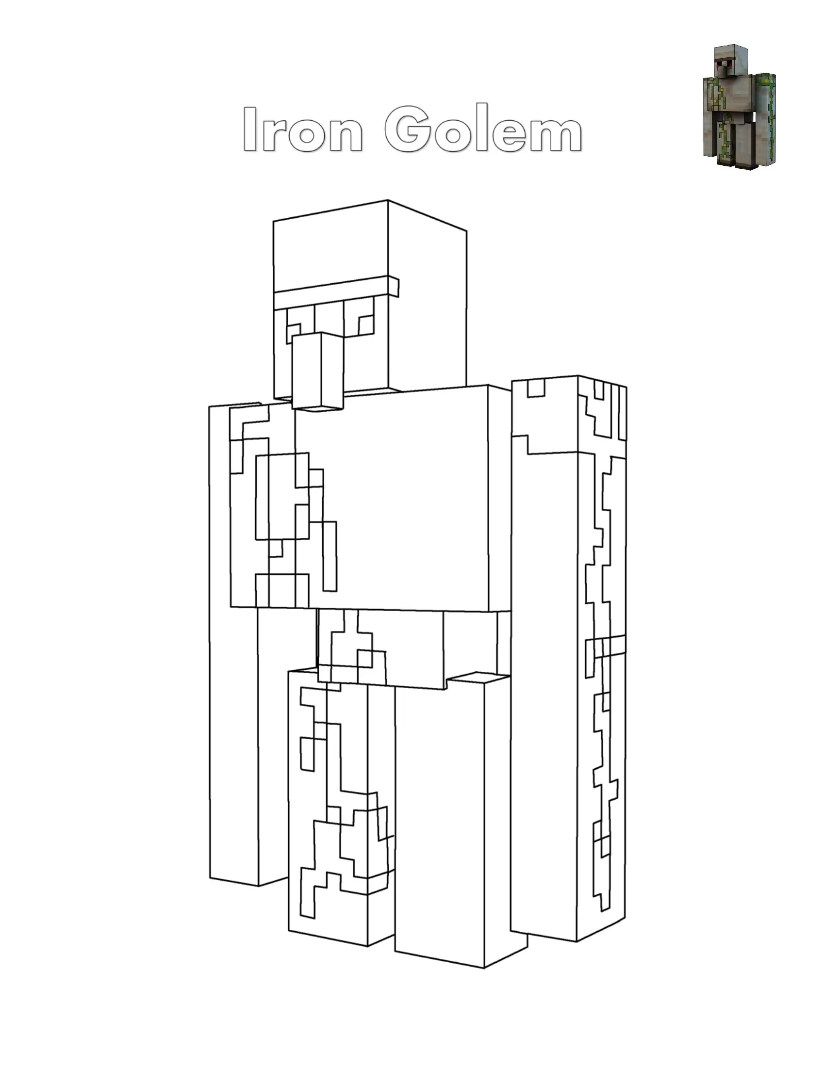 Coloriage Iron Golem Minecraft - Minecraft à imprimer