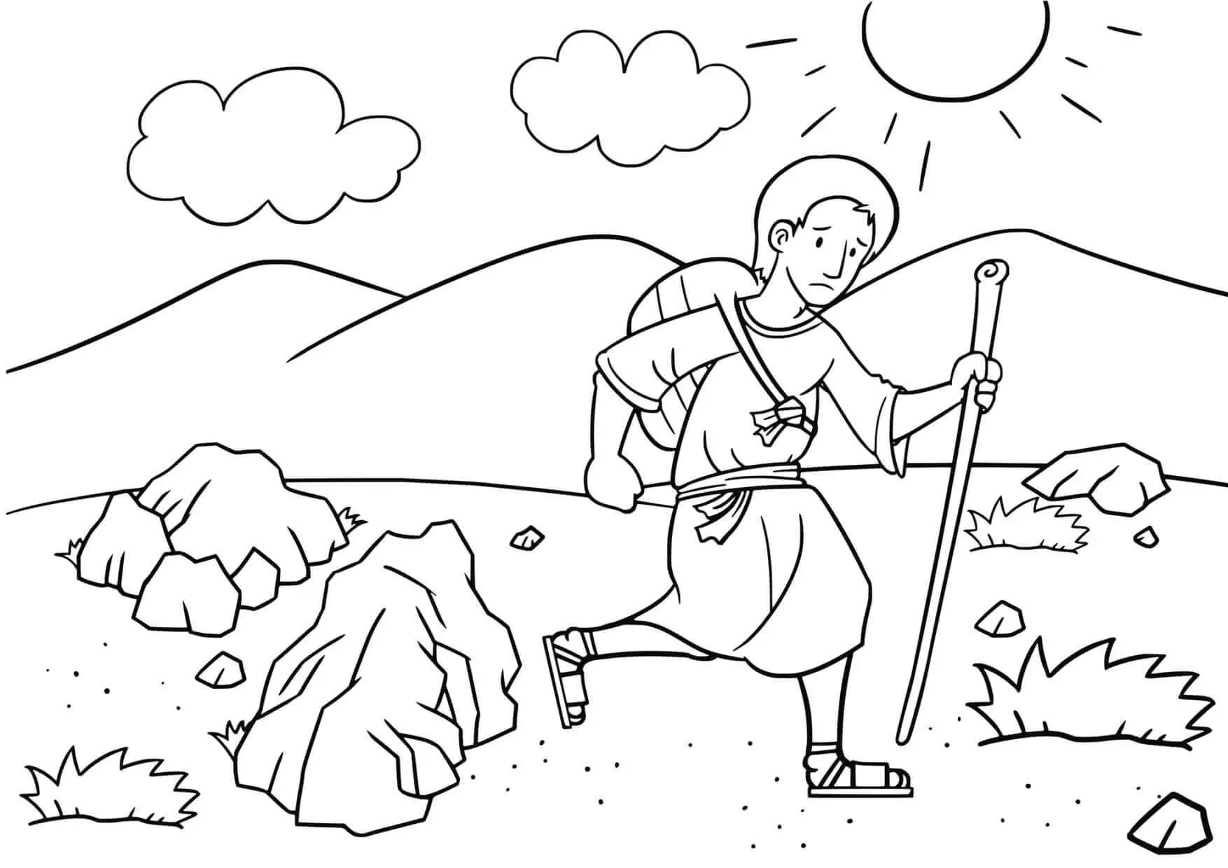 Coloriage Jacob rêvant d'une échelle céleste divine - Jésus à imprimer